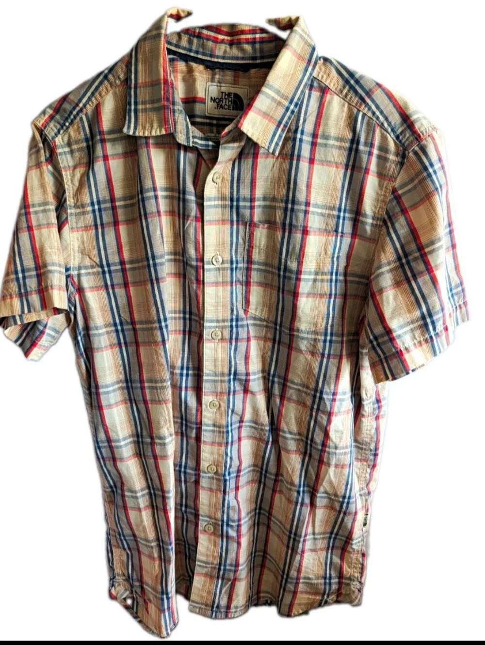The North Face Plaid Button Up Shirt Short Sleeve Woven Men size medium